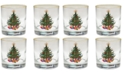 Culver Christmas Tree Old-Fashioned Glass with 22k Gold Rim, Set of 4